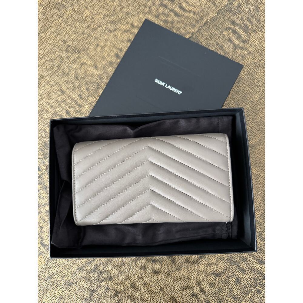 Saint Laurent Cassandra Large Flap Wallet Greyish Brown – Quilted Leather BNIB - Picture 4 of 11